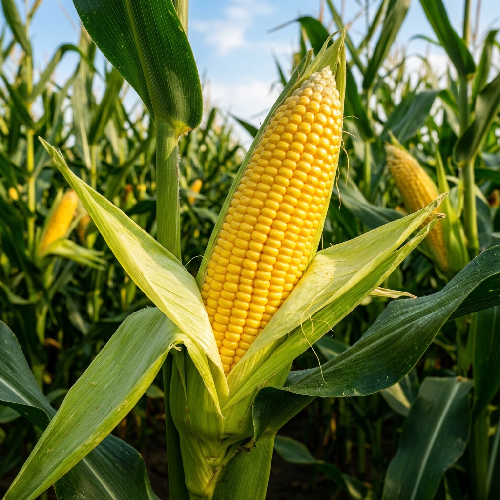 Zdrowa, w pełni zaziarniona kolba kukurydzy
